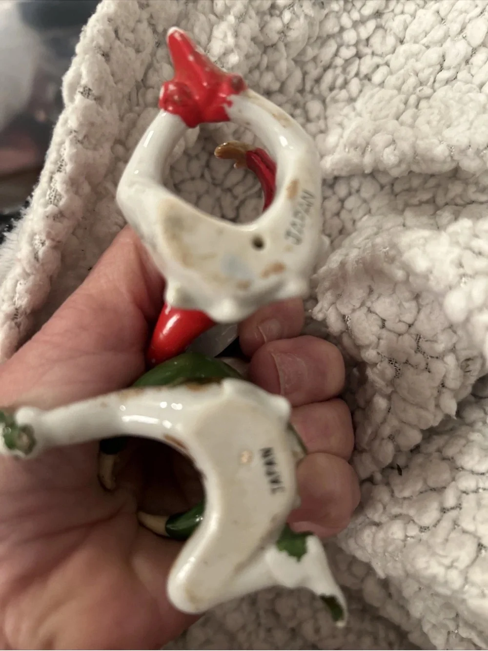 Vintage Set Of 2 Pixies Elves With Hats Candle Huggers Japan